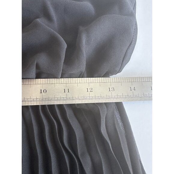 Sam Edelman Womens Midi Dress 4 Black Chiffon Pleated Going Out Goth Witchy READ - Picture 12 of 16